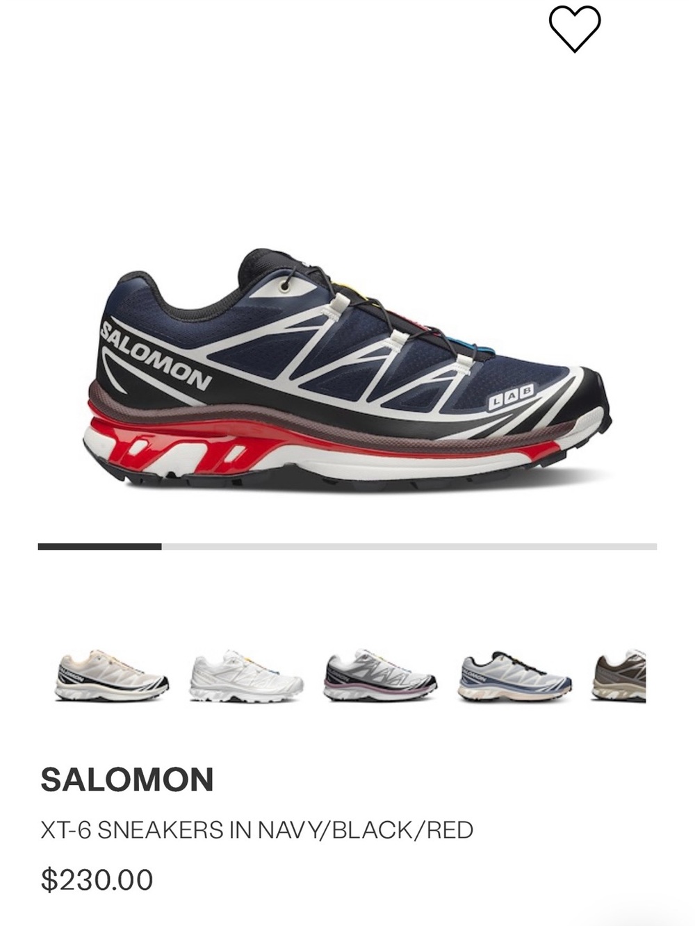 Salomon XT-6 Trail Sneakers in Navy, Black & Red